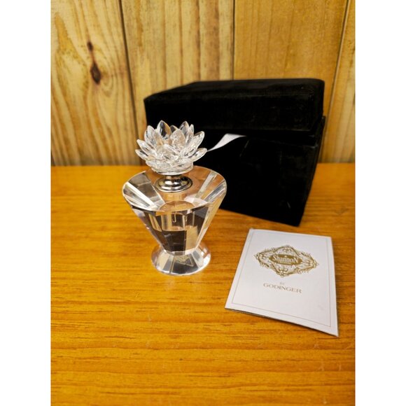 Crystal Perfume Bottle With Lotus Stopper By Shannon Crystal Godinger In Black V - Picture 6 of 16